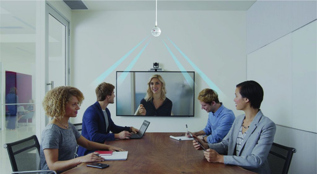 The Polycom Ceiling Microphone is the best ceiling microphone for conference rooms, zoom rooms, Microsoft Teams, GoToMeeting, Cisco Webex, and more.