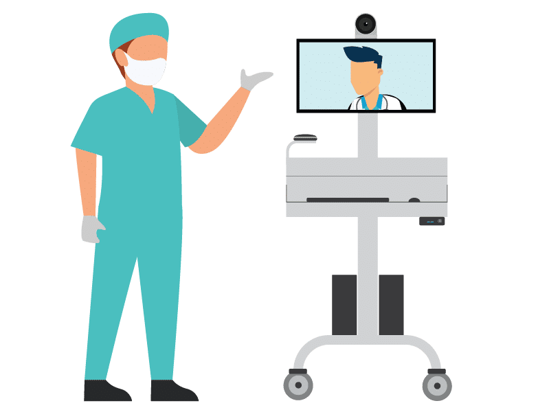 telehealth cart with doctor