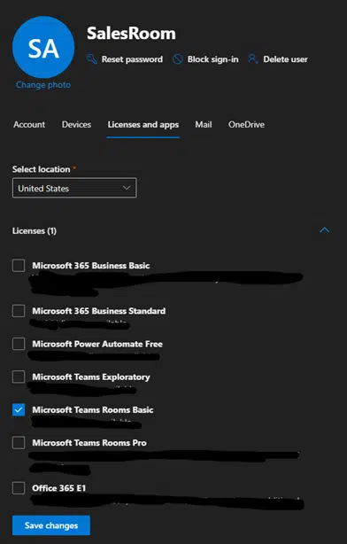 Assign Microsoft Teams Room License